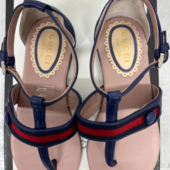 GUCCI Girl's Blue Web Sandals Sz 28, US 11 - Picture 3 of 10